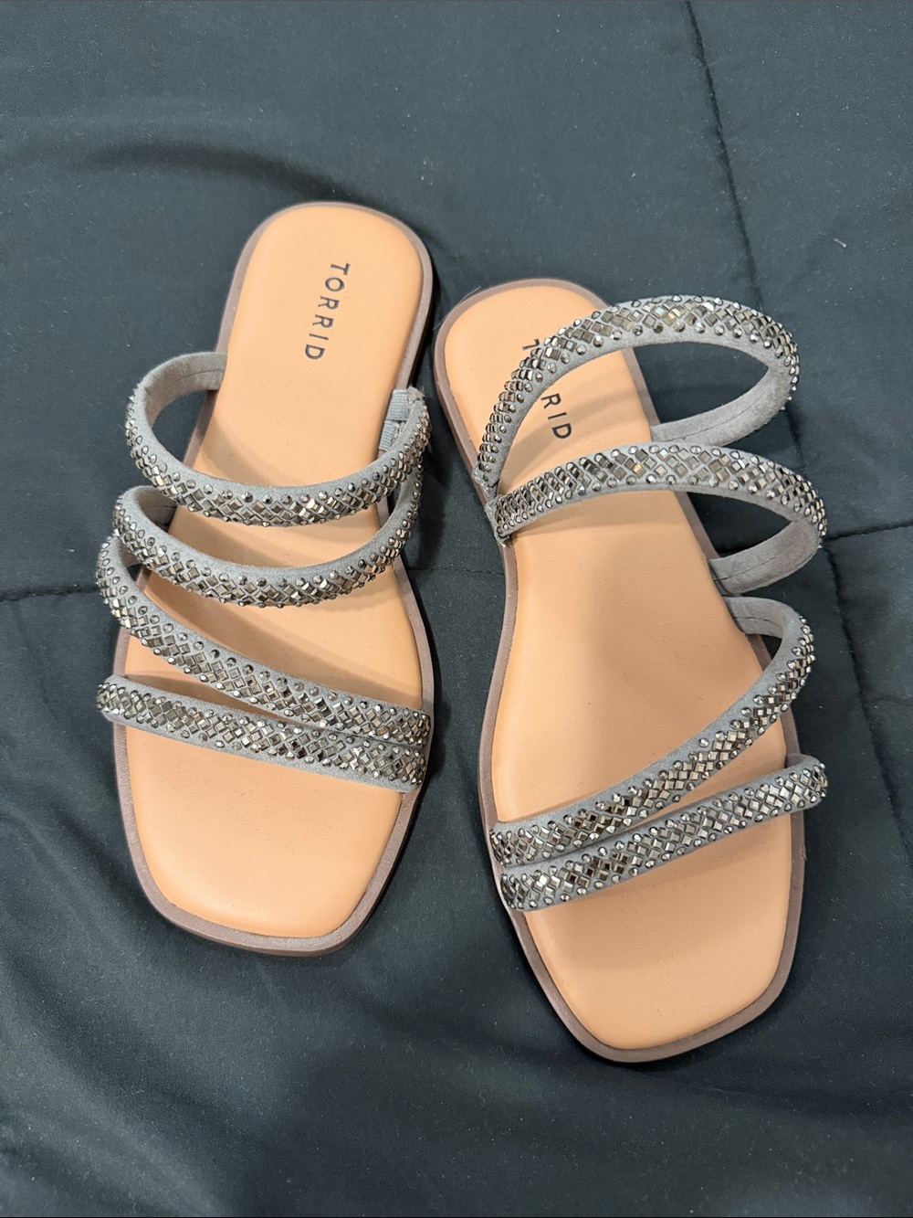 torrid Silver Crystal Multi-Strap Slide Sandals
